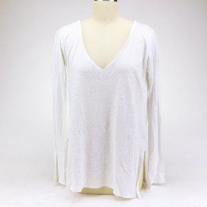 NWT Calypso V Neck Long Sleeve Tunic Top White M